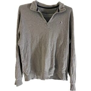 Vineyard Vines 1/4 Zip Pullover Sweater Medium Gray Blue Whale Shabby Frayed
